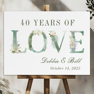40th Anniversary Party Floral Welcome Sign