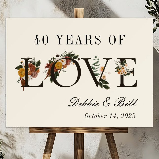 40th Anniversary Party Floral Welcome Sign  (Creator Uploaded)