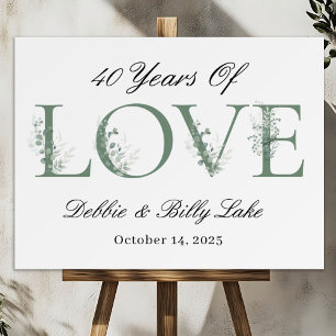 40th Anniversary Party Greenery Welcome Sign