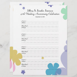 40th Anniversary Party Guest Book Sign-In Page