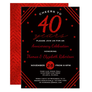 40th Anniversary Party Invitation, Ruby Invitation