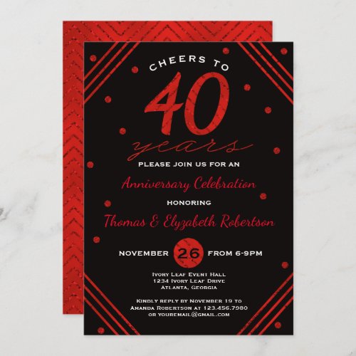 40th Anniversary Party Invitation Ruby Invitation