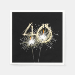 40th Anniversary Party Sparklers on Black Napkins