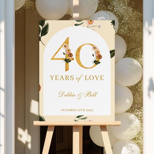 40th Anniversary Party Wildflower 40 Years of Love Foam Board (Creator Uploaded)