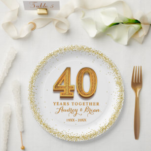 40th Anniversary Personalized Paper Plates