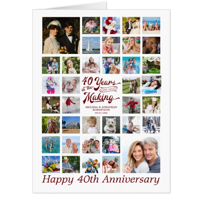 40th Anniversary Photo Collage 40 Years in Making Card (Front)