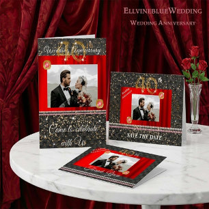 40th Anniversary Photo Thank You  Ruby & Red Silk