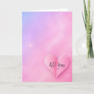 40th Anniversary Pink Folded Heart Card