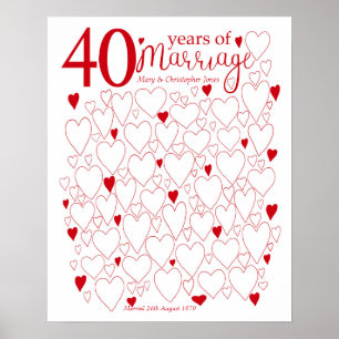 40th Anniversary Poster - Ruby Wedding Guest Book