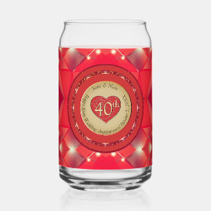 40th Anniversary Ruby  Can Glass
