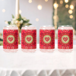 40th Anniversary Ruby  Can Glass