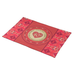 40th Anniversary Ruby  Cloth Placemat