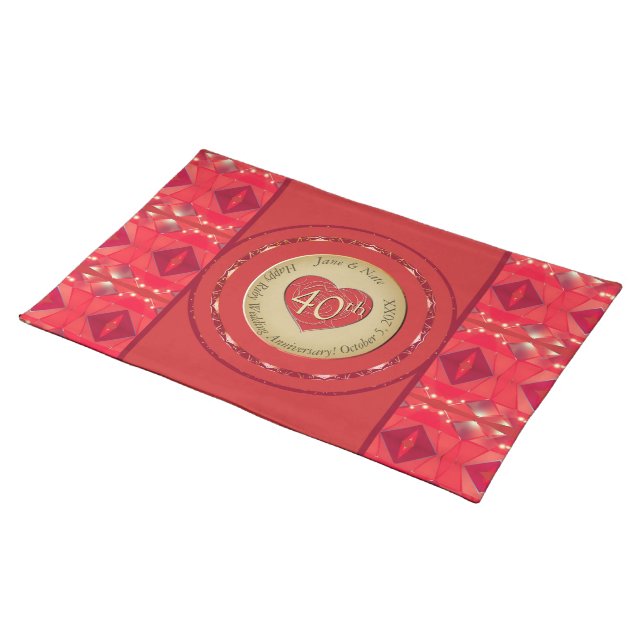 40th Anniversary Ruby  Cloth Placemat (On Table)