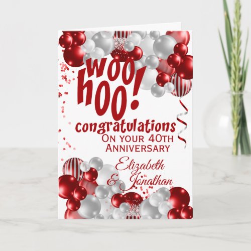 40th Anniversary Ruby Congratulations Card