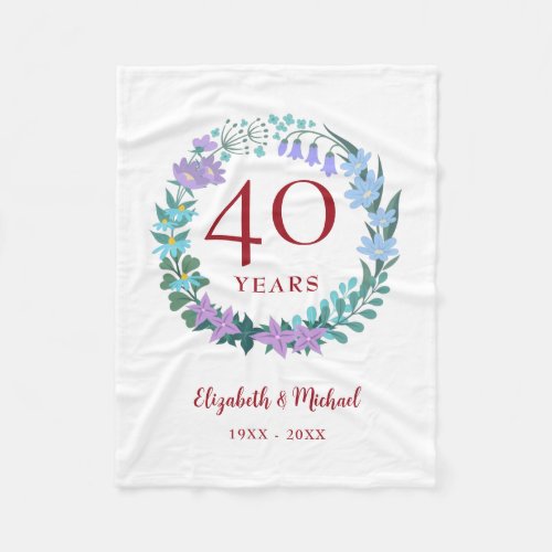 40th Anniversary Ruby Floral Bluebells Wreath