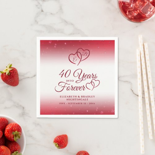 40th Anniversary Ruby Heart 40 YEARS INTO FOREVER Napkins