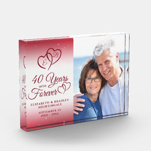 40th Anniversary Ruby Heart 40 YEARS INTO FOREVER  Photo Block