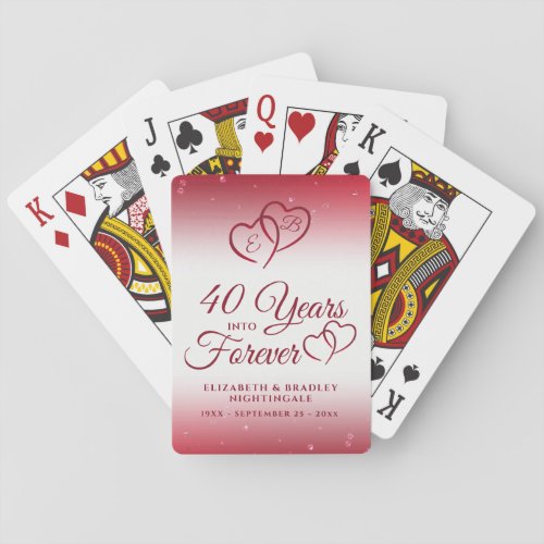 40th Anniversary Ruby Heart 40 YEARS INTO FOREVER  Poker Cards