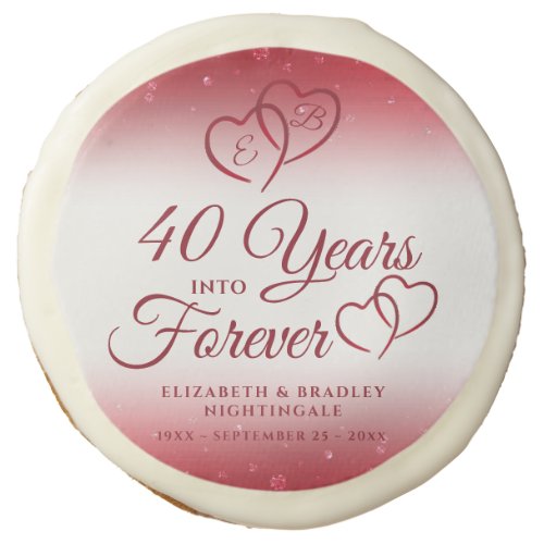 40th Anniversary Ruby Heart 40 YEARS INTO FOREVER  Sugar Cookie
