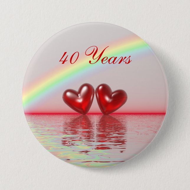 40th Anniversary Ruby Hearts Button (Front)