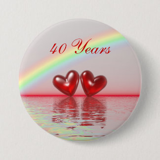 40th Anniversary Ruby Hearts Button
