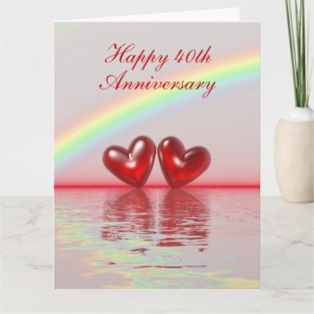 40th Anniversary Ruby Hearts Card by Peerdrops at Zazzle