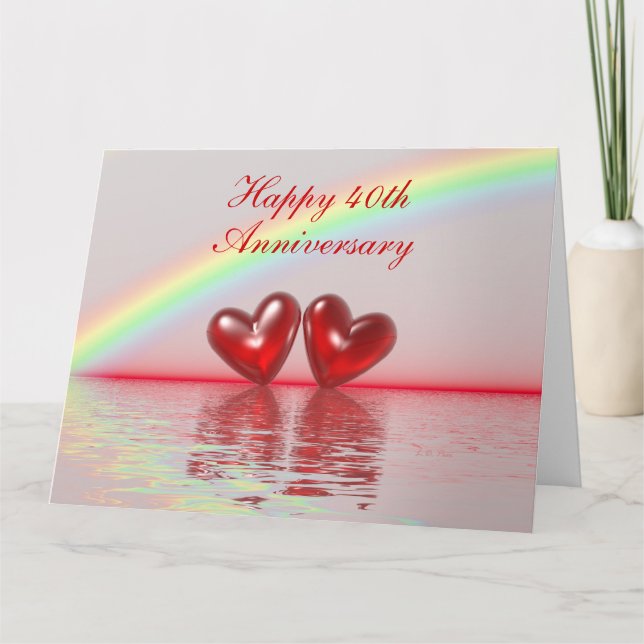 40th Anniversary Ruby Hearts Card (Front)