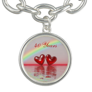 40th Anniversary Ruby Hearts Charm Bracelet