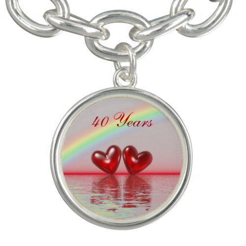 40th Anniversary Ruby Hearts Charm Bracelet
