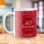 40th Anniversary Ruby Hearts Coffee Mug<br><div class="desc">Designed to coordinate with our 40th Anniversary Ruby Hearts collection. Featuring delicate ruby hearts. Personalise with your special forty years ruby anniversary information in chic ruby lettering. Designed by Thisisnotme©</div>