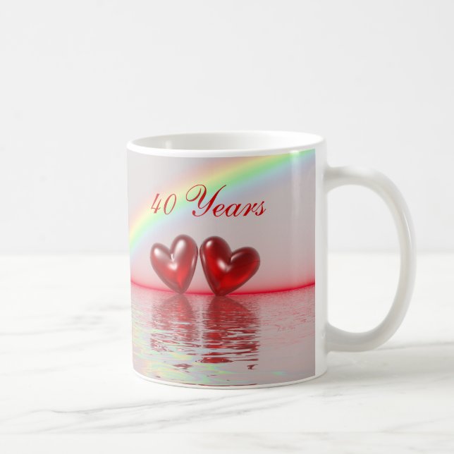 40th Anniversary Ruby Hearts Coffee Mug (Right)