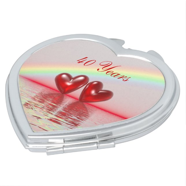 40th Anniversary Ruby Hearts Compact Mirror (Turned)