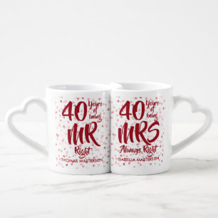 40th Anniversary Ruby Hearts Confetti Coffee Mug Set