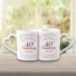 40th Anniversary Ruby Hearts Confetti Coffee Mug Set<br><div class="desc">Personalise with the names and wedding year of the happy couple. A fun,  unique and customisable gift to celebrate anyone's ruby wedding anniversary. Designed by Pure Piglet© at www.zazzle.com/purepiglet*.</div>