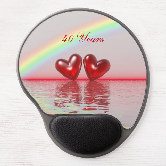 40th Anniversary Ruby Hearts Gel Mouse Pad (Front)