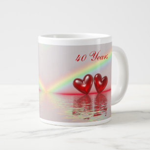 40th Anniversary Ruby Hearts Giant Coffee Mug
