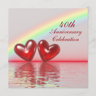 40th Anniversary Ruby Hearts Invitation