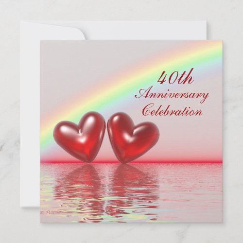 40th Anniversary Ruby Hearts Invitation