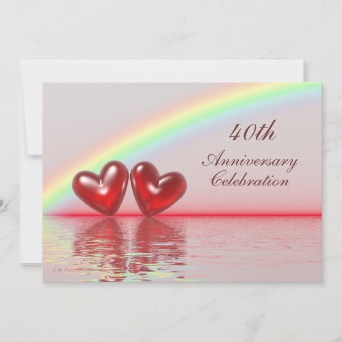 40th Anniversary Ruby Hearts Invitation