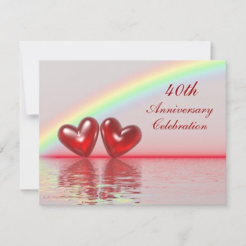 40th Anniversary Ruby Hearts Invitation