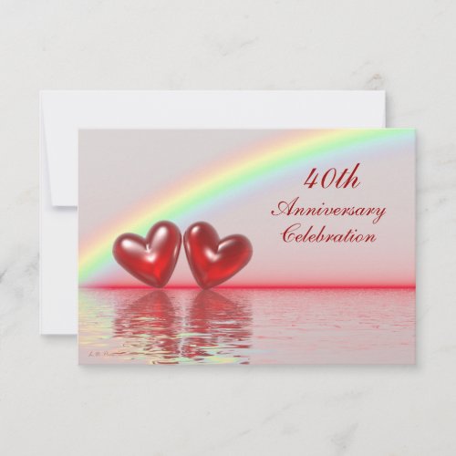 40th Anniversary Ruby Hearts Invitation