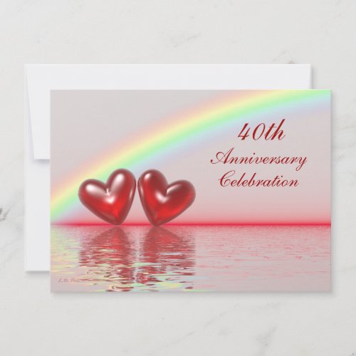 40th Anniversary Ruby Hearts Invitation