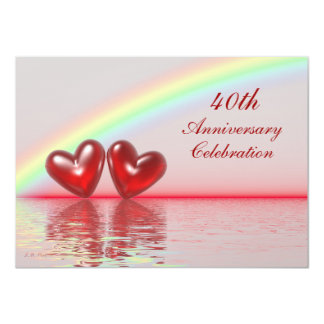 40th Anniversary Ruby Hearts Invitation