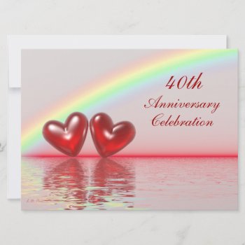 40th Anniversary Ruby Hearts Invitation by xfinity7 at Zazzle