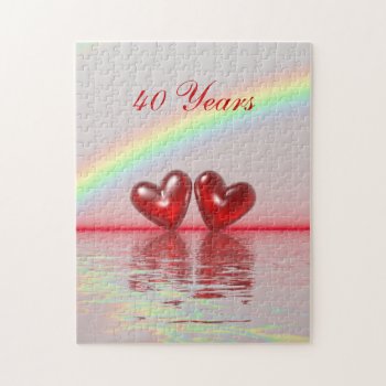 40th Anniversary Ruby Hearts Jigsaw Puzzle by Peerdrops at Zazzle