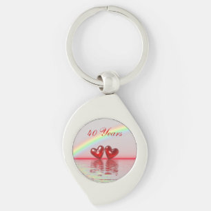 40th Anniversary Ruby Hearts Keychain