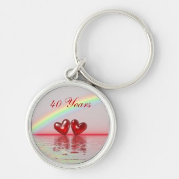 40th Anniversary Ruby Hearts Keychain by Peerdrops at Zazzle