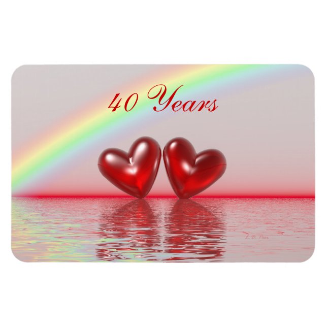 40th Anniversary Ruby Hearts Magnet (Horizontal)