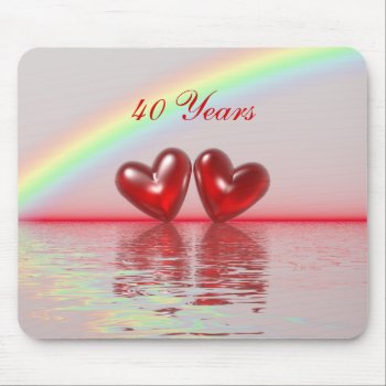 40th Anniversary Ruby Hearts Mouse Pad by Peerdrops at Zazzle