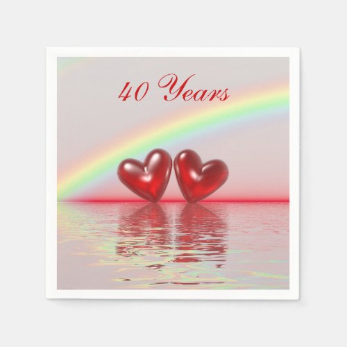 40th Anniversary Ruby Hearts Napkins